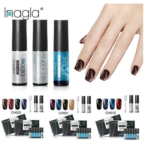 Inagla Nail Set UV 6pcs Nail Gel Polish Soak Off Manicure Products Lasting Gel Nail Art Sets with Magnet Gel Nail Polish