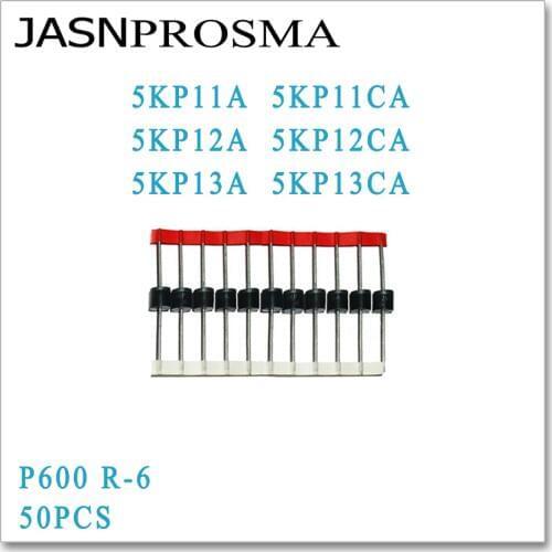 JASNPROSMA 50PCS 5KP11 5KP11A 5KP11CA 5KP12 5KP12A 5KP12CA 5KP13 5KP13A 5KP13CA P600 R-6 TVS Diode High quality