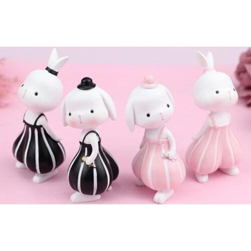 Cute Cartoon Sandy Rabbit Figurines Craft Decorative Ornaments for Car Home Decoration Miniature Figurines Garden Decoration