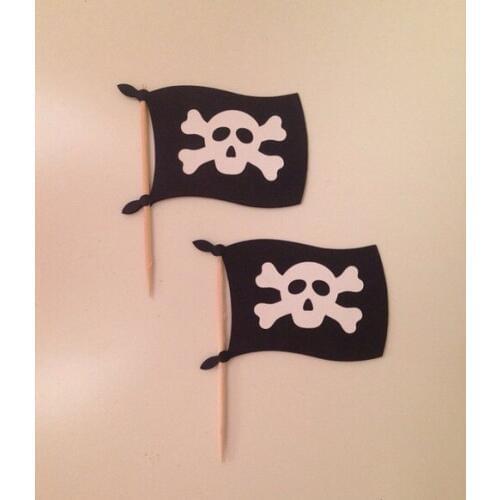 CUTE Pirates Flag Cupcake Toppers baby shower wedding party food picks toothpicks decorations
