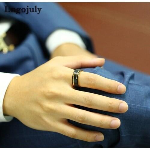 Fashion 8MM Man Ring Tungsten Carbide Rings Zircon Wedding Bands For Men Wedding Party Jewelry Engagement Ring For Bridegroom