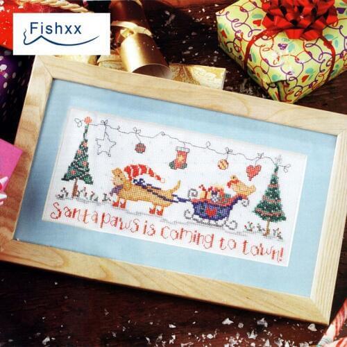 European magazine Fishxx Cross Stitch Kit Crazy104-3 Reindeers gift car Christmas holiday small picture alphabet embroidery