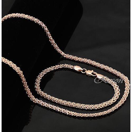 1 Set Cheap Men Women Rose Gold Color Bracelet Necklace Special 5mm Rose Set Jewelry