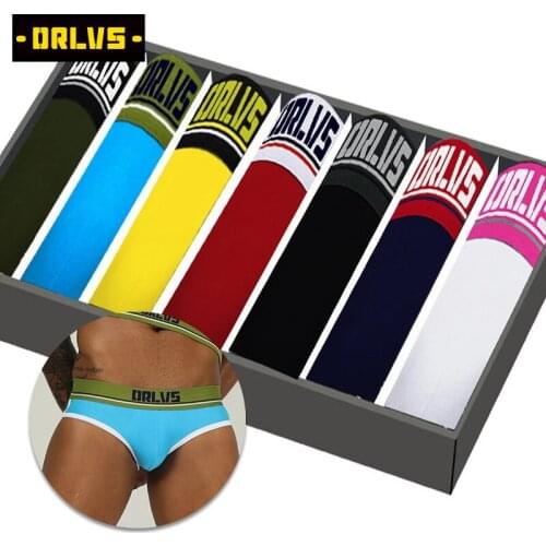 7Pcs/Lot ORLVS Brand Men Underwear Briefs Men Cotton Sexy Men Brief Gay Pants Wholesale Soft Fashion Underwpants Male Cuecas