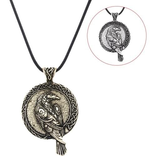 2Colors Nordic Necklace Viking Raven Pendant Black Bird Crow Women Men Jewelry Gift