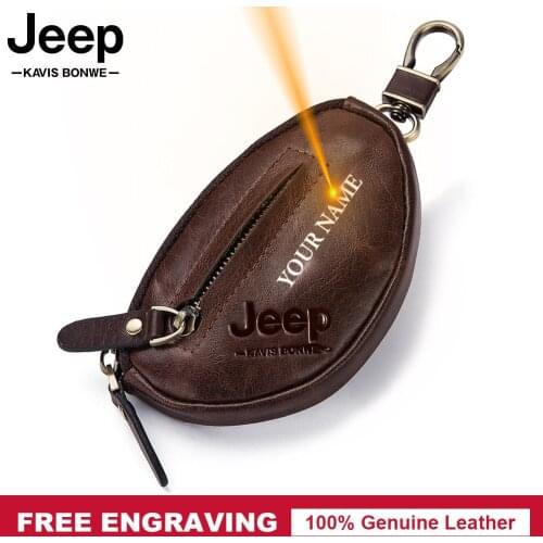 New Genuine Leather Keychain Men Women Key Holder Organizer Pouch Cow Split Car Key Wallet Housekeeper Key Case Mini Coin Purse