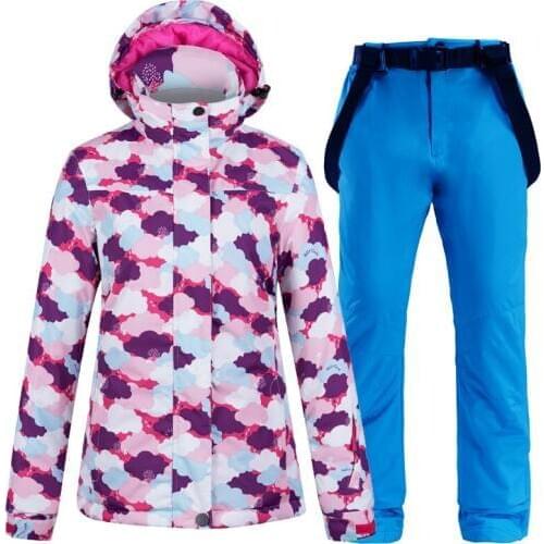 New Women Ski Suit Waterproof Jacket and Windproof Pants Sets Winter Outdoor Warm Coat Female Skiing Hiking Climb Suit