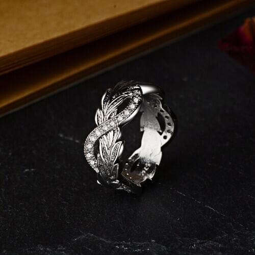New Fashion Rings for Women Vintage Flower Leaves Ring Engagement Wedding Bridal Jewelry Elegant Creative