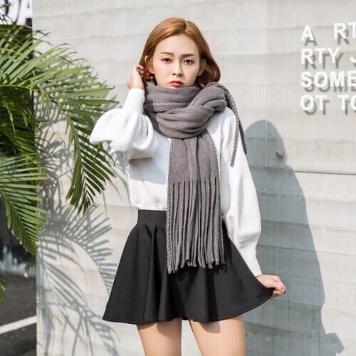 New woman winter scarf fashion female shawls faux cashmere winter wraps solid color winter hijab scarf wholesale