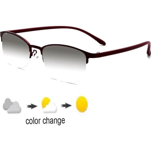 Titanium Anti Blu Light Ultralight Photochromic Gray Reading Glasses Business Men Women+1.0 +1.5 +1.75 +2.0 +2.5 +3 +3.5 +4