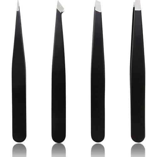 New 1PC Black Color Eyebrow Tweezer Hair Beauty Slanted Puller Stainless Steel Eye Brow Clips Hair Removal Makeup Tool Brand