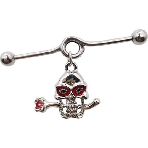 New arrival pink scaffold barbells 1 Pair surgical Stainless Steel big cross dangle industrial barbell piercing