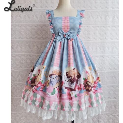 Chocolate & Meow ~ Sweet Summer Dress Printed Lolita JSK Dress by Yilia