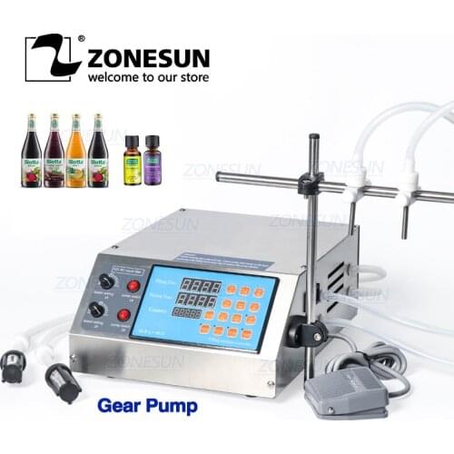 ZONESUN Semi-automatic Gear Pump Bottle Water Filler Liquid Vial Juice Beverage Drink Oil Perfume Filling Machine