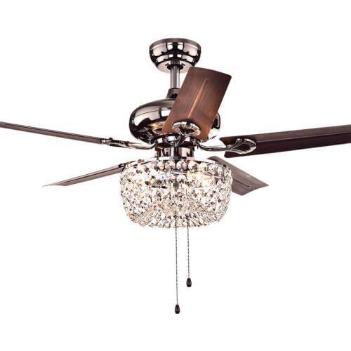 European crystal ceiling fan light living room bedroom creative Iron art led fan light