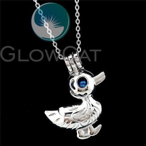 R-K945 Duck Beads Cage Pendant Essential Oil Diffuser Aroma Pearl Cage Locket Necklace