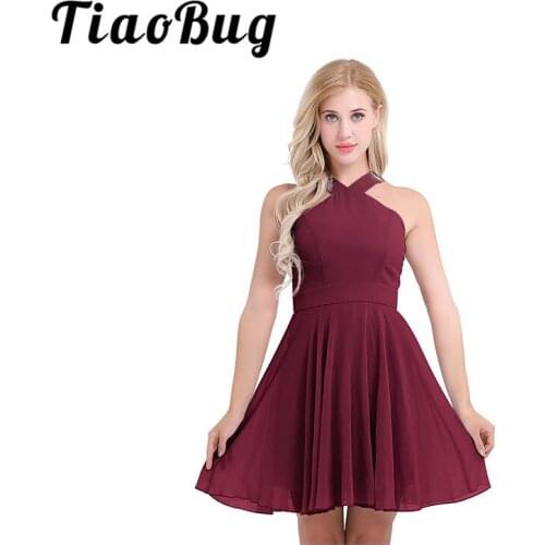 New Arrival Summer Elegant Bridesmaid Dresses Chiffon Halter Wedding Formal Occasion Women Ladies Criss-cross Shoulder Dresses