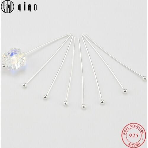 25mm 925 sterling Silver Ball Head Pins Diy jewelry Findings earring making Beads Connector Jewelry Making Head pins 10pcs/pack