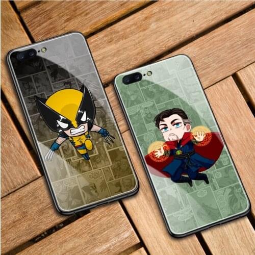 Superhero Luxury Tempered Glass Phone Case TPU Protective Hard Cover for OnePlus 5T OnePlus 6T OnePlus 7 Pro OnePlus 8T