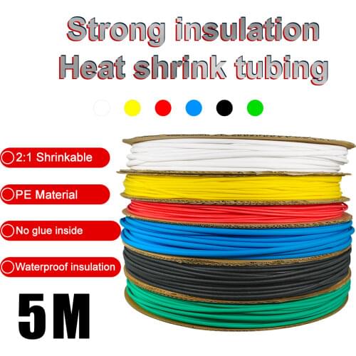 5 Meter/Lot 1mm 1.5mm 2mm 2.5mm 3mm 3.5mm 4mm 5mm 6mm Heat Shrink Tubing Tube