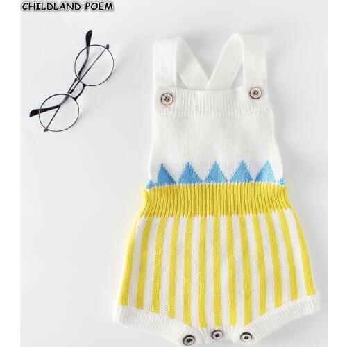 Baby Knitted Clothes Woolen Newborn Infant Baby Knit Rompers Baby Jumpsuit Outfits Boy Stripe Soft Autumn Baby Clothes For Boys