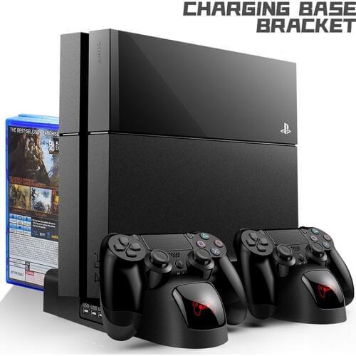 PS4/ PS4 Slim/ PS4 Pro Cooler Vertical Cooling Stand PS4 Controller Charger Dock Station with LED Indicators 12PCS Games Storage