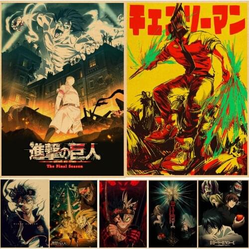 Japanese Classic Anime Collection Vintage Posters Cartoon Series Tokyo Revengers Demon Slayer Attack on Titan Wall Stickers