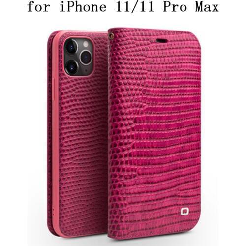 Pink Color Crocodile Print Phone Protection Case for iPhone 11 Pro Max Luxury Genuine Leather Wallet Cases for iPhone 11 Skin