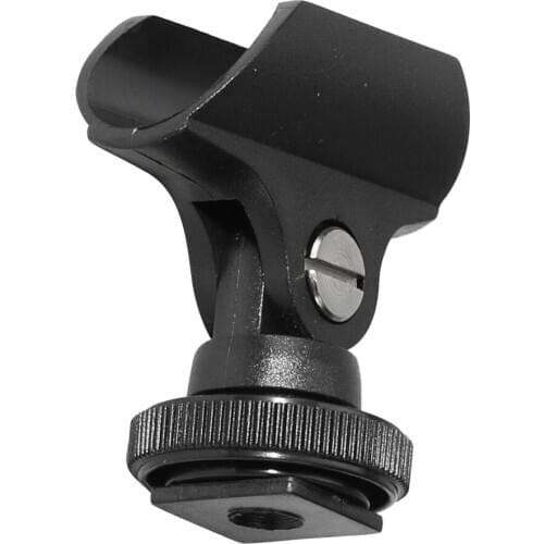 Microphone Holder Clip with Hot Shoe Perfect for Microphone Interviewing