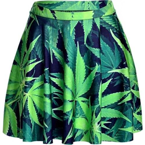 New Summer Sexy Girl Camouflage Maple Leaf Printed Cheering Squad Tutu Skater Women Mini Pleated Skirt Plus Size