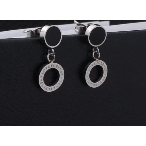 Round Drop Earrings Silver Color Fashion Stainless Steel Jewelry Earrings For Women EKCZZAJBA