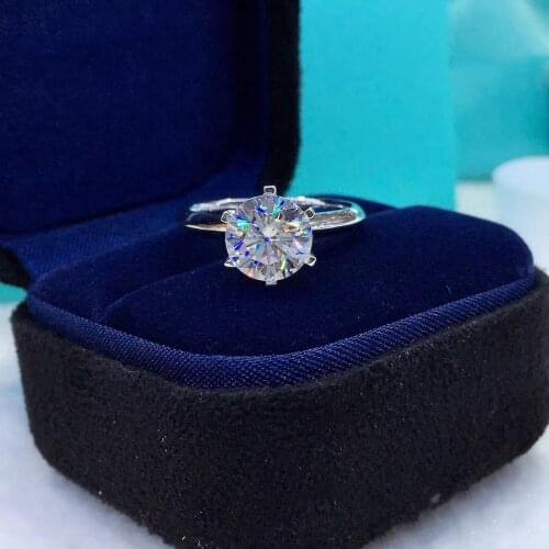 100% Real Moissanite Ring Silver 925 Sterling Brilliant Cut VVS1 Clarity D Color 1 Carat Moissanites Engagement Rings for Women
