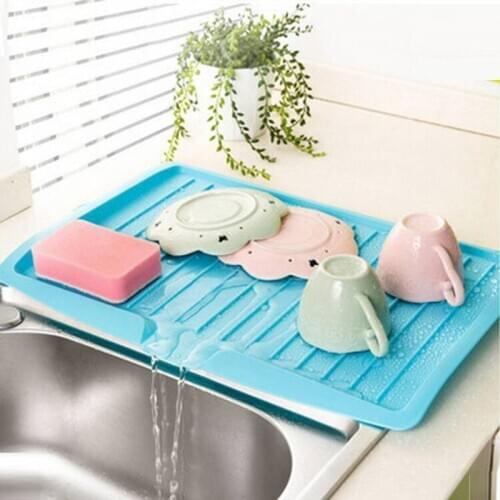 1Pc Kitchen Drain Rack Storage Dish Drainer Tray Large Silicone Bowl Fruit Sink Worktop Organizer Shelf Drying Board 44*30*3cm