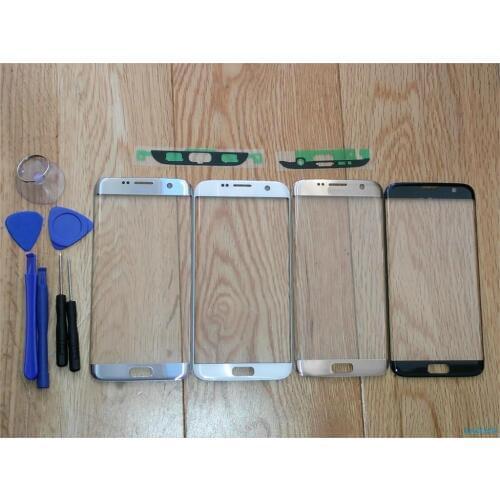 10pcs/lot For Samsung s7 edge G935F G935A LCD display outer touch panel screen glass replacement Front Glass Lens Stickers