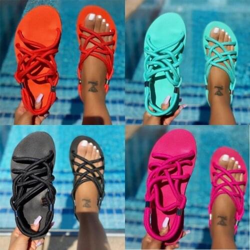 2021 Summer New Flat Open Toe Sandals Fashion Solid Color Comfortable Outdoor Womens Shoes Plus Size 43