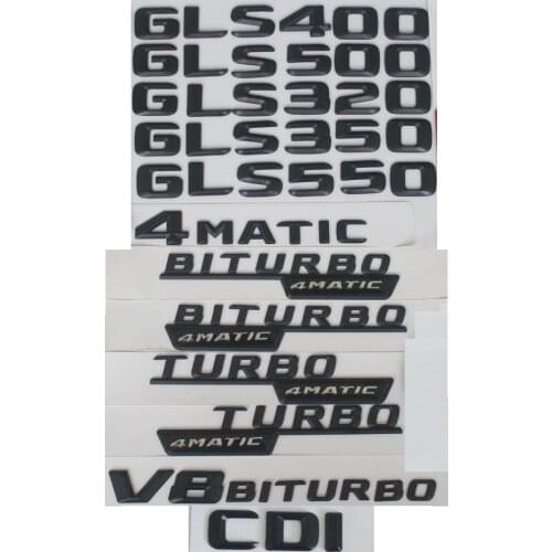 3D Matt Black Trunk Letters Badge Emblem Emblems Badges for Mercedes Benz GLS300 GLS350 GLS400 GLS500 V8 BITURBO AMG 4MATIC