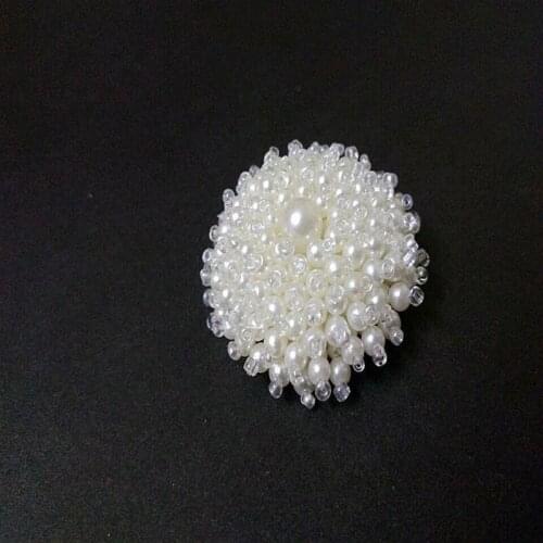 5 Pcs Faux Pearl Beads Flower Buttons 44L 4.0cm~4.2cm Dia for Sewing Clothes Windbreaker Sweater Coat Bag DIY Craft Projects