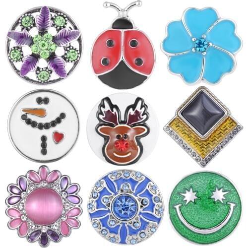 50pcs/lot New Fashion Flower Gingersnaps 18mm Snap button Charms Snap Diy Jewelry for Bracelet Vn-1974*50