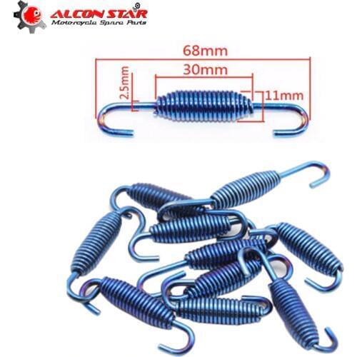 Alconstar-2/6/10pcs Silver Blue Stainless Steel Motorcycle Exhaust Mounting Spring Rotatable with Welding Fastener Kit for Honda
