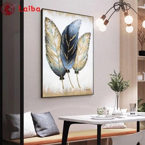Diamond embroidery Abstract art, feathers full square round drill diamond painting 5d diy diamond mosaic home decoration