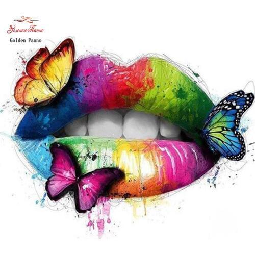 Diamond Painting Full Square 5D Diy Daimond Embroidery Diamant Mosaic Sale Displasy Broderie Diamant Butterfly on the lips 02