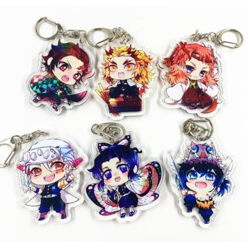 Anime Demon Slayer Kimetsu no Yaiba Nezuko Agatsuma Zenitsu keychain Kamado Tanjirou Rengoku Kyoujurou cute fun Acrylic key ring