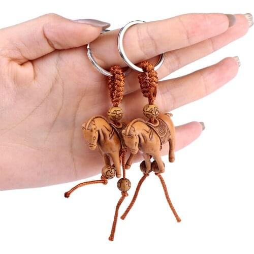 Women Men Lucky Resin Elephant Carving Pendant Keychain Religion Chain Key Ring Keyring Jewelry Wholesale cute keychain