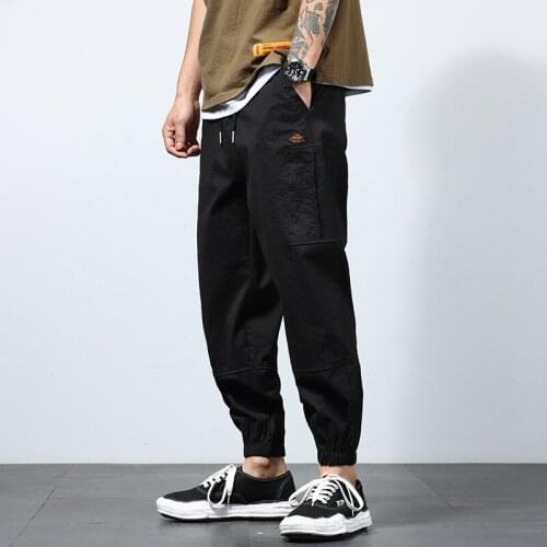 6890 Men Spring Summer Fashion Icy Fabric Casual Loose Vintage Breathable Sports Pants Teens Basics Harem Elastic Waist Trousers