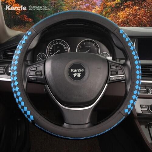 Karcle Auto Steering Wheel Cover Anti-Slip Genuine Leather Car Steering Wheel Protector Wheel Cover Car-styling