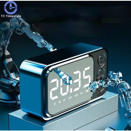 FM Radio LED Digital Alarm Clocks Creative Bluetooth Speaker Table Clock Decorative Electronic Desktop Clock Table Decor