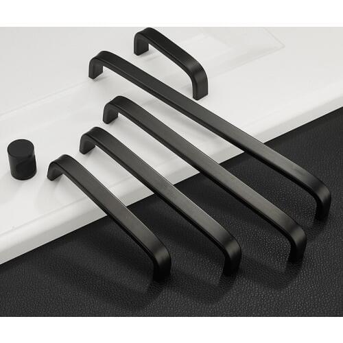 Aluminum Cabinet Door Handle Modern Simple Drawer Handle Solid Thicker Cabinet Handle Black cabinet door handle