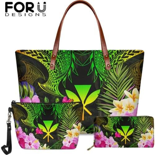 FORUDESIGNS Gradient Hawaiian Plumeria Pattern Brand Design Ladies Fashion Top-handle Bags Large Capacity Handbags Casual Totes