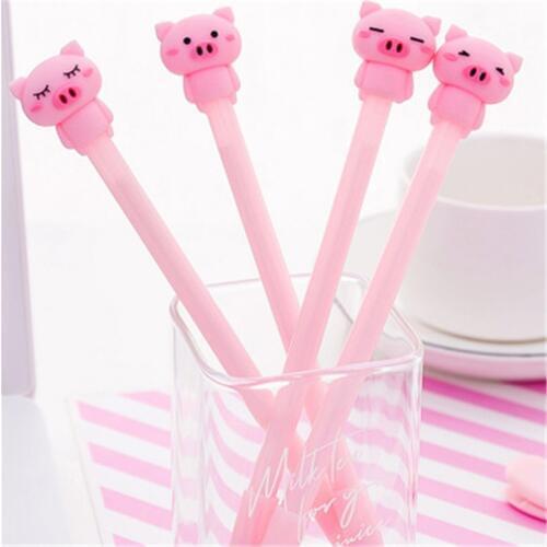 1 piece Pink Cute Cartoon Mini Friendly Pig Black Write 0.5mm Gel Pen for Office School Student Tools Stationery Decoration