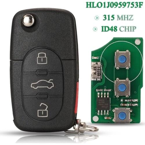 Bilchave 5pcs For VW Volkswagen Beetle Golf 1988 1999 2000 2001 FOB 3+1 Buttons 315Mhz ID48 Chip HLO1J0959753F Remote Car Key